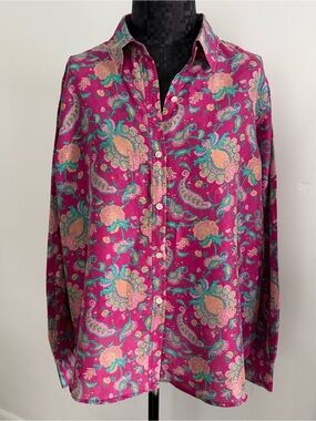 Vintage Lauren Ralph Lauren 100% Silk Paisley Button-Up Shirt